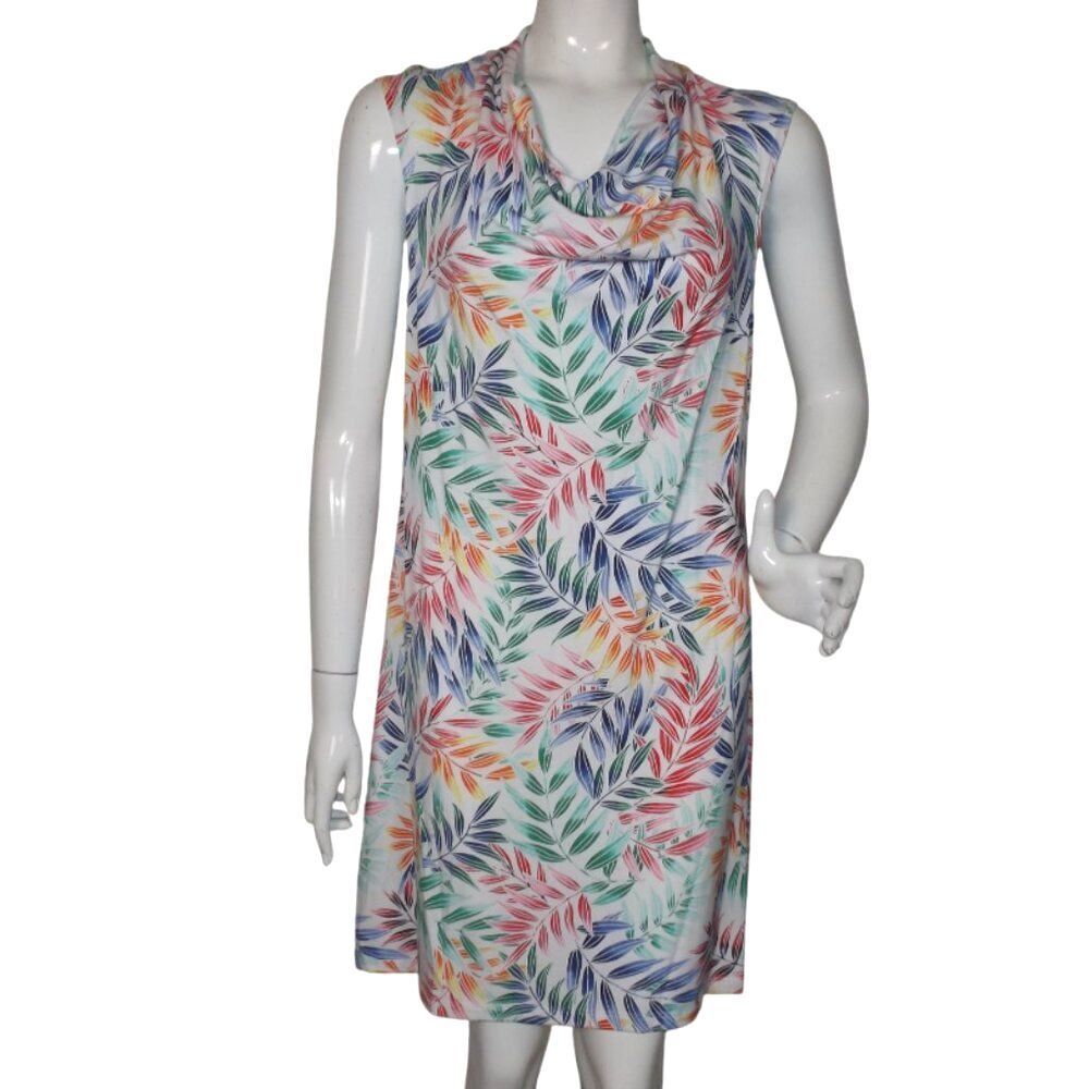 TOMMY BAHAMA Dress, M, Multicolor Floral, Drape neck, Island Zone, Sleeveless